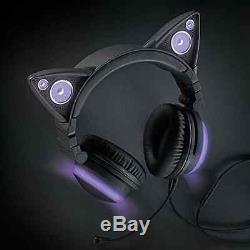 Cat Ear Headphones Speaker Gaming Mic Light Glow Cosplay Headset Furry Party NEW