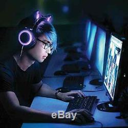 Cat Ear Headphones Speaker Gaming Mic Light Glow Cosplay Headset Furry Party NEW