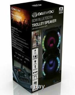 Daewoo 60w Home Garden Karaoke Party Bluetooth Trolley Speaker Colour Lights &