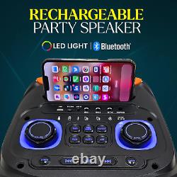 Dolphin SP-1060RBT Dual 10 Rechargeable Bluetooth Portable Speaker withLED Lights