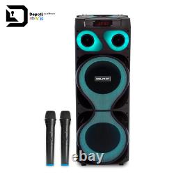 Dolphin SP-2150RBT Rechargeable Party Speaker LED Lights with 2 Wireless Mic