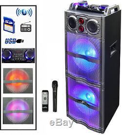 Double 10 Subwoofer Bluetooth Party Speaker W Reactive Lights & Remote