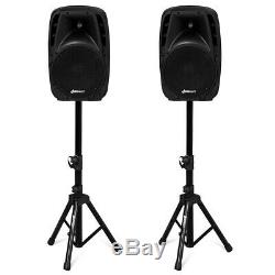 Dual 10 1600W Powered Bluetooth Mic Speaker Speakers For Home Party Wedding US