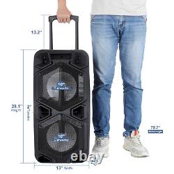 Dual 10 9000W Portable Woofer Rechargable Bluetooth Speaker For Party FM DJ AUX