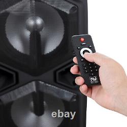 Dual 10 9000W Portable Woofer Rechargable Bluetooth Speaker For Party FM DJ AUX