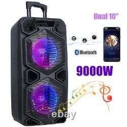 Dual 10 9000W Woofer Rechargable Bluetooth Speaker For Party FM Karaok DJ AUX