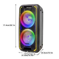 Dual 10 Bluetooth Party Speaker with Neon LED Lights Mic DJ Karaoke System Loud