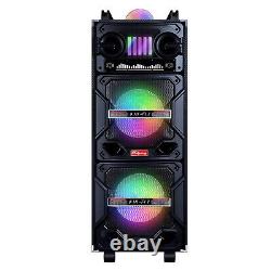 Dual 10''Bluetooth Speaker Remote Loud Heavy Bass Stereo LED USB/FM/AUX/TF Party
