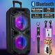 Dual 10 Bluetooth Speaker Trolley Rechargable Woofer Party Fm Karaok Dj Led Aux