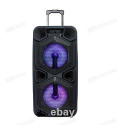 Dual 10 Portable Bluetooth Speaker Remote Control Party Bass Sound With Mic AUX