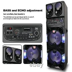 Dual 10'' Portable Bluetooth Subwoofer Speaker Heavy Bass Karaok Machine FM TF