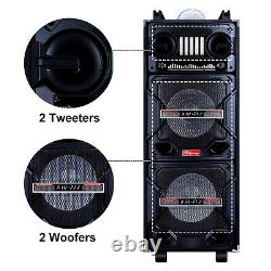 Dual 10 SubWooter Bluetooth Speaker Party Hi-Fi Sound System LED Mic Remote FM