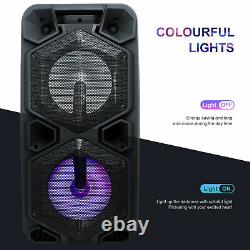 Dual 10'' Subwoofer 9000W Portable BT Party Speaker LED Heavy Bass FM USB Mic