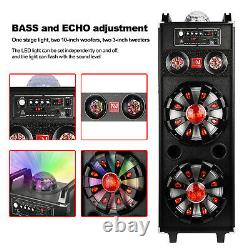 Dual 10 Subwoofer Bluetooth Large Party Speaker System With Remote Light Mic