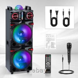 Dual 10 Subwoofer Bluetooth Speaker Rechargable DJ FM Party Karaok WithMic Remote