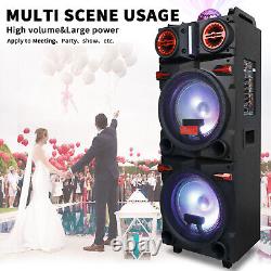 Dual 10 Subwoofer Bluetooth Speaker Rechargable DJ FM Party Karaok WithMic Remote