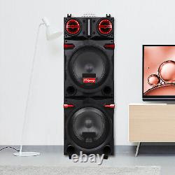 Dual 10 Subwoofer Bluetooth Speaker Rechargable DJ FM Party Karaok WithMic Remote