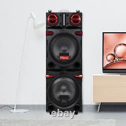 Dual 10? Subwoofer Bluetooth Speaker Rechargable Party Speaker FM Karaok DJ LED