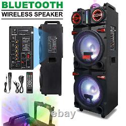 Dual 10? Subwoofer Bluetooth Speaker Rechargable Party Speaker with LED FM Karaok