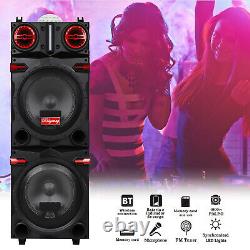 Dual 10 Subwoofer Bluetooth Speaker Rechargable Party Speaker with LED FM Karaok