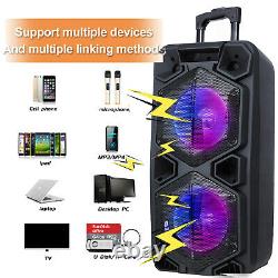 Dual 10 Subwoofer Party Speaker LED Heavy Bass Sound Trolley Bluetooth Speaker