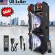 Dual 10 Subwoofer Portable Bluetooth Party Speaker With Led Lights Mic Remote Usa