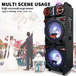 Dual 10 Subwoofer Portable Bluetooth Party Speaker with LED Lights Mic Remote USA
