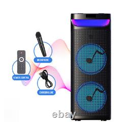 Dual 10 Subwoofer Portable Speaker System With Remote Light Mic Party Sound