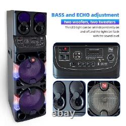 Dual 10 Woofer 4000W Bluetooth Speaker Rechargable For Party FM Karaok DJ AUX