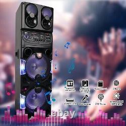 Dual 10 Woofer 4000W Bluetooth Speaker Rechargable For Party FM Karaok DJ AUX