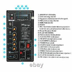 Dual 10 Woofer 4500W Bluetooth Speaker Rechargable For Party FM Karaok DJ AUX