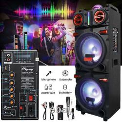 Dual 10 Woofer 9000W Bluetooth Speaker Rechargable For Party FM Karaok DJ AUX