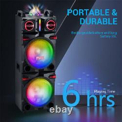 Dual 10 Woofer 9000W Bluetooth Speaker Rechargable For Party FM Karaok DJ AUX