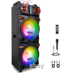 Dual 10 Woofer 9000W Bluetooth Speaker Rechargable For Party FM Karaok DJ AUX