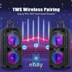 Dual 10 Woofer Portable FM Bluetooth Party Speaker Heavy Bass Sound With Mic