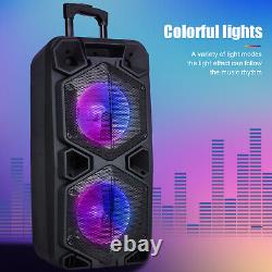 Dual 10 Woofer Portable FM Bluetooth Party Speaker Heavy Bass Sound With Mic US
