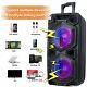 Dual 10 Woofer Portable Fm Bluetooth Party Speaker Heavy Bass Sound With Mic Usa