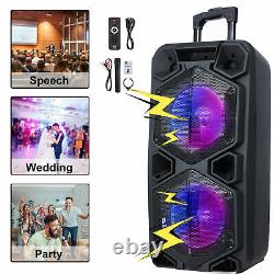 Dual 10 Woofer Portable FM Bluetooth Party Speaker Heavy Bass Sound with Mic USA