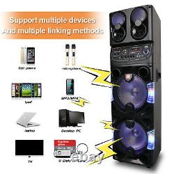 Dual 10 Woofers High Powered Portable Party Speaker with Mic Remote Control USA