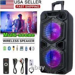Dual 10 in Subwoofer Portable Speaker System BT TWS Heavy Bass Speaker with Mic