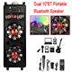 Dual 10bt Portable Party Bluetooth Speaker Withkaraoke Ambient Light Remote Pop