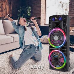 Dual 12 Bluetooth Speaker Karaoke Portable Heavy Bass Stereo Sound System MIC
