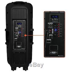 Dual 12 Subwoofer BLUETOOTH Portable PA Party SPEAKER System USB/SD MIC REMOTE