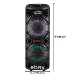 Dual 12'' Subwoofer Portable FM Bluetooth Party Speaker Heavy Bass Sound AUX NEW