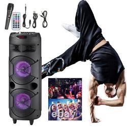Dual 8 5000W Bluetooth Speaker Sub woofer Heavy Bass Sound System Party With Mic