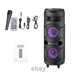 Dual 8 5000W Bluetooth Speaker Sub woofer Heavy Bass Sound System Party With Mic