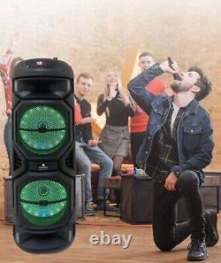 Dual 8 Woofer Portable FM Bluetooth Party Speaker Heavy Bass Sound With Mic