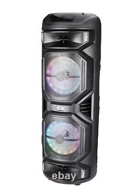 Dual 8 Woofer Portable FM Bluetooth Party Speaker Heavy Bass Sound With Mic
