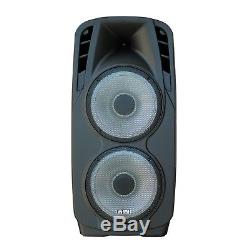 EMB 2000 Watts Dual 12 Bluetooth Rechargeable PA DJ Speaker with Light, Echo
