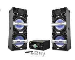 Edison Professional Party System Dual 4000 Bluetooth Speakers 2 wired mics